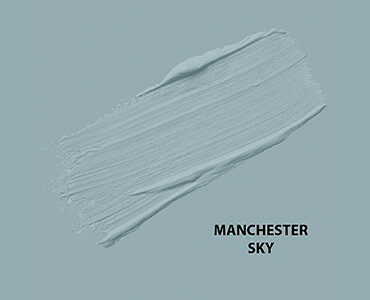 HMG Paints - Manchester Sky - Stemming from the world’s perception of Manchester as Britain’s rainiest city, this greyish blue shade depicts the iconic rainy skies of Manchester.