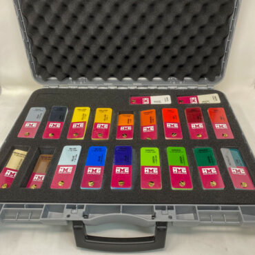 HMG Paints Colour Box Case open displaying colour chips